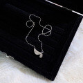 wholesale S925 Sterling Silver Croissant Necklace for Women, Unique and Trendy Exquisite Choker Chain Korean Style Sweater Chain Gift for Girlfriend-0-2