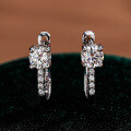 S925 Silver Classic U-Shape Moissanite Earrings, 1ct D Color-0-4