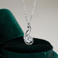 S925 Silver D Color Moissanite Pendant Necklace for Women-1 carat (set with D color moissanite)  925 silver