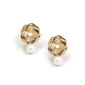 wholesale [] 925 Sterling Gold Plated French Vintage Style Pearl Earrings for Women, Winter Versatile New Arrival Accessories-0-4