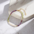 wholesale 14K Gold, S925 Sterling Silver, Natural Amethyst, Peridot, and Freshwater Pearl Bracelet-0-2