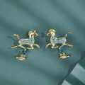 wholesale S925 metal original bfirst earrings with high-end sense, luxury unique Galloping Horse Treading on a Flying Swallow earrings wholesale-0-3