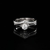 Adjustable Sterling Silver Moissanite Ring, Live-Streaming Fashion Design-S925 Sterling Silver MQ-0120B