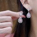 wholesale 925 Sterling Silver Zhu Zhifan Jewelry Elegant and Fresh Pear-shaped Pink Diamond 4*7mm Earrings, Simple and Luxurious Stud Earrings-0-0
