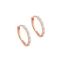 wholesale S925 sterling silver geometric circular two-tone ear clips for women with textured feel,ins-Rose gold + silver [15mm]  925 silver