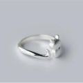 wholesale S925 Silver Lovely Frosted Cat Open Ring Sweet Animal Index Finger Ring Trendy J0785-0-2