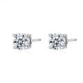 S925 Silver Four-Prong Earrings, Simple Moissanite Stud Earrings for Women-0-3