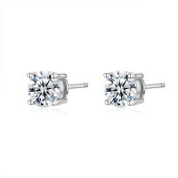 S925 Silver Four-Prong Earrings, Simple Moissanite Stud Earrings for Women-carat (moissanite)
