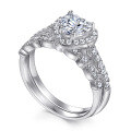 wholesale S925 Sterling Silver Heart Ring Set for Women, Popular European and American Fashion, Heart-Shaped Zirconia Combination Engagement and Proposal Ring Set-0-4