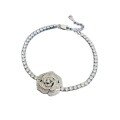 wholesale S925 silver new jewelry rose flower bracelet with high-carbon diamonds, small and trendy, designed for women-0-4