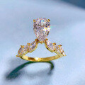 wholesale 925 Silver New Jewelry Imported High Carbon Diamond Pear-Shaped 7*11 Ring for Women, Elegant and Stylish-0-2