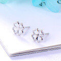 wholesale Sterling Silver S925 Minimalist Hollow Out Lucky Four-Leaf Clover Stud Earrings for Women, Korean Style Fashion Sweet Temperament Earrings-0-1