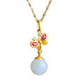 wholesale 925 Silver Gold Plated with Cold Enamel Butterfly Inlaid Natural Hetian Jade Pendant for Hanfu Ancient Style Beaded Wholesale-0-4