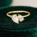 925 Silver Moissanite Double Stone Square Drop Exaggerated Ring Wholesale-0-0