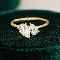 925 Silver Moissanite Double Stone Square Drop Exaggerated Ring Wholesale-Set with 1.5CT moissanite  US No. 8