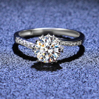 S925 Sterling Silver Moissanite Women's Twist Snowflake Adjustable Open Ring-50 points (simulated drill)  14 yards