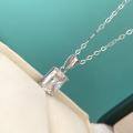 wholesale S925 Sterling Silver Moissanite Necklace for Women, Minimalist Baguette Design Pendant Collarbone Chain, Aloof and Unique Style-0-2