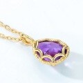 wholesale 925 Sterling Silver Wholesale Japanese and Korean Light Luxury Classic Teardrop Synthetic Amethyst Pendant Collarbone Necklace Simple and Fashionable-0-2