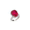 wholesale S925 silver plated with 18k gold, lab-created cushion-shaped ruby 12*16mm high-end jewelry closed-back ring-0-3