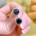 wholesale Metal material first, Mu Jing Jewelry newblack stone 1 carat round diamond earrings, hot-selling cross-borderonand Wish-0-3