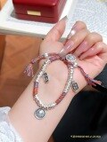 wholesale 999 Sterling Silver Coil Bracelet DIY Rainbow Thread Braided Anklet Zodiac Year Broken Silver Anklet Gift for Girlfriend's Mother-0-24