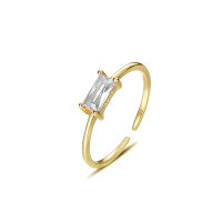 wholesale 925 Sterling Silver Retro Square Colored Gemstone Ring For Women, Ins Cross-border Thin Open Band-K227K-White Zirconium Opening adjustable