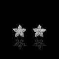 S925 Sterling Silver Five-Star Five-Leaf Clover Earrings with Moissanite-0-0