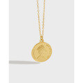 wholesale S925 Sterling Silver YH481 Korean Version INS Elizabeth Coin Pendant Necklace Dollar Charm Necklace-0-0