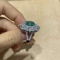wholesale 925 Sterling Silver Lab-Grown Paraiba Ring, a Trendy and Minimalist High-End Women's Jewelry Piece Selling Hot on Xiaohongshu-0-2