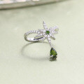 wholesale Original design star ring with natural crystal topaz and diopside, 925 sterling silver, stylish women's ring-0-2
