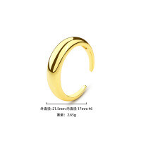 wholesale 925 Sterling Silver Minimalist Stacking Ring, Ins, Retro Open Adjustable Finger Ring For Women-K916-Gold Adjustable opening