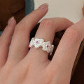 wholesale S925 Sterling Silver Floral Stone-Encrusted Ring for Women, Small and Niche, Elegant and High-End, Artisan Crafted Ring, New Edition, Korean Style-0-0