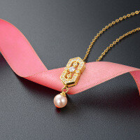 wholesale S925 Sterling Silver & 18K Gold Fashionable and Luxurious Women's Pearl Necklace, Exquisite and Unique Collarbone Chain for Wholesale-003940-Gold>925 Silver