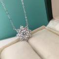 wholesale S925 Sterling Silver Cross-Border Moissanite Sunflower Necklace for Women, Small and Niche Style, Same as Fang Qiala's Full Diamond Flower Collarbone Necklace-0-1