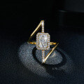wholesale Silver-plated asymmetrical fashion women's ring with 6*8mm radiant cut 2-carat moissanite, ins hot sale-0-1