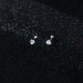 wholesale S925 Sterling Silver Small Heart-shaped Ear Studs Korean Style for Healing Ear Piercings Diamond-inlaid Heart Threaded Bead Ear Accessories M00030-0-1