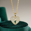 14K Gold Plated 925 Silver Moissanite Lightning Heart Pendant Necklace-0-0