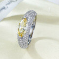 wholesale 925 Silver New Jewelry Pave Full Diamond 5*10 Yellow Marquise Personality Ring for Women Simple Daily Ins Style-0-1