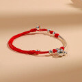 wholesale S925 Sterling Silver Light Bead Gourd Red String Bracelet for Women, Small Niche Design, Birthday Year Gift for Boyfriend or Girlfriend, Woven Rope Bracelet-0-0