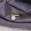 wholesale Wholesale jewelry manufacturers summer vintage minimalist luxury style 9K gold pearl ring-0-3