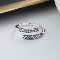 wholesale S925 Sterling Silver Retro Jingu Classic Couple Rings Black Myth Wukong Internet-famous Unisex Rings-453J/A model: approximately 2.2g &gt; opening adjustable