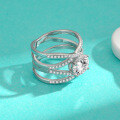 wholesale S925 Sterling Silver Cross-Colored Oval Moissanite Cocktail Ring-0-8