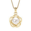 S925 Sterling Silver Geometric Hollow Natural Freshwater Pearl Necklace-0-3