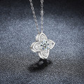 S925 Sterling Silver Cross-Border Moissanite Four-Leaf Clover Pendant Necklace-0-0
