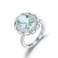 wholesale S925 sterling silver natural green amethyst ring, stylish and luxurious design with pave-set colored gemstones-0-4
