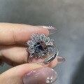wholesale S925 silver high-end ring with Yuntong Jewelry's new elegant 55-carat lab-grown sapphire cushion-cut jewelry set-0-3