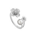 wholesale S925 Sterling Silver Korean Minimalist Style Niche Personalized Elegant Micro-set Zirconia Pearl Flower Ring for Women-0-5