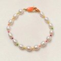 wholesale S925 Sterling Silver Neon Pearl Necklace for Women, Cultured Natural Pearl Dopamine Colored Rice Bead Bracelet Accessories-0-4