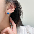 wholesale S925 Sterling Silver Exquisitely Simple Design Aged Thai Silver Blue Lotus Light Bead Ear Stud M06437-0-1