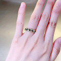 wholesale S925 Silver New Fashionable Colorful Artificial Emerald Row Diamond Ring for Women-0-3